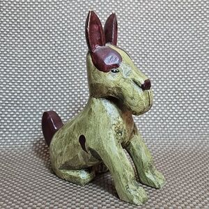 Vintage Schnauzer Dog Sitting Handcarved Hand Painted Large 7¾ X 6¾ Approx.